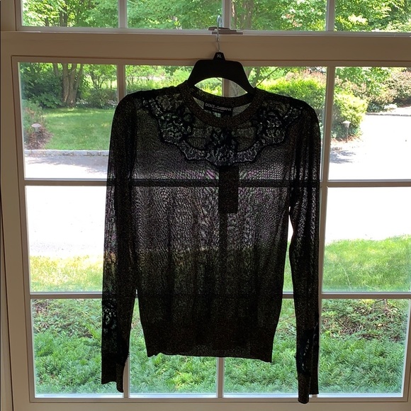 NWT Dolce&Gabbana Bl/Gold Metallic SweaterIT 40